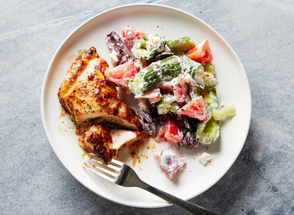 Recipe Challenge- Greek Chicken With Cucumber-Feta Salad