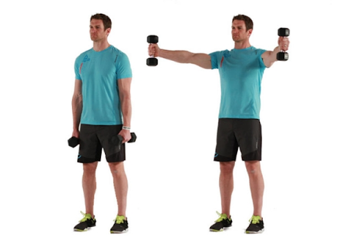 Man performing dumbbell scaption