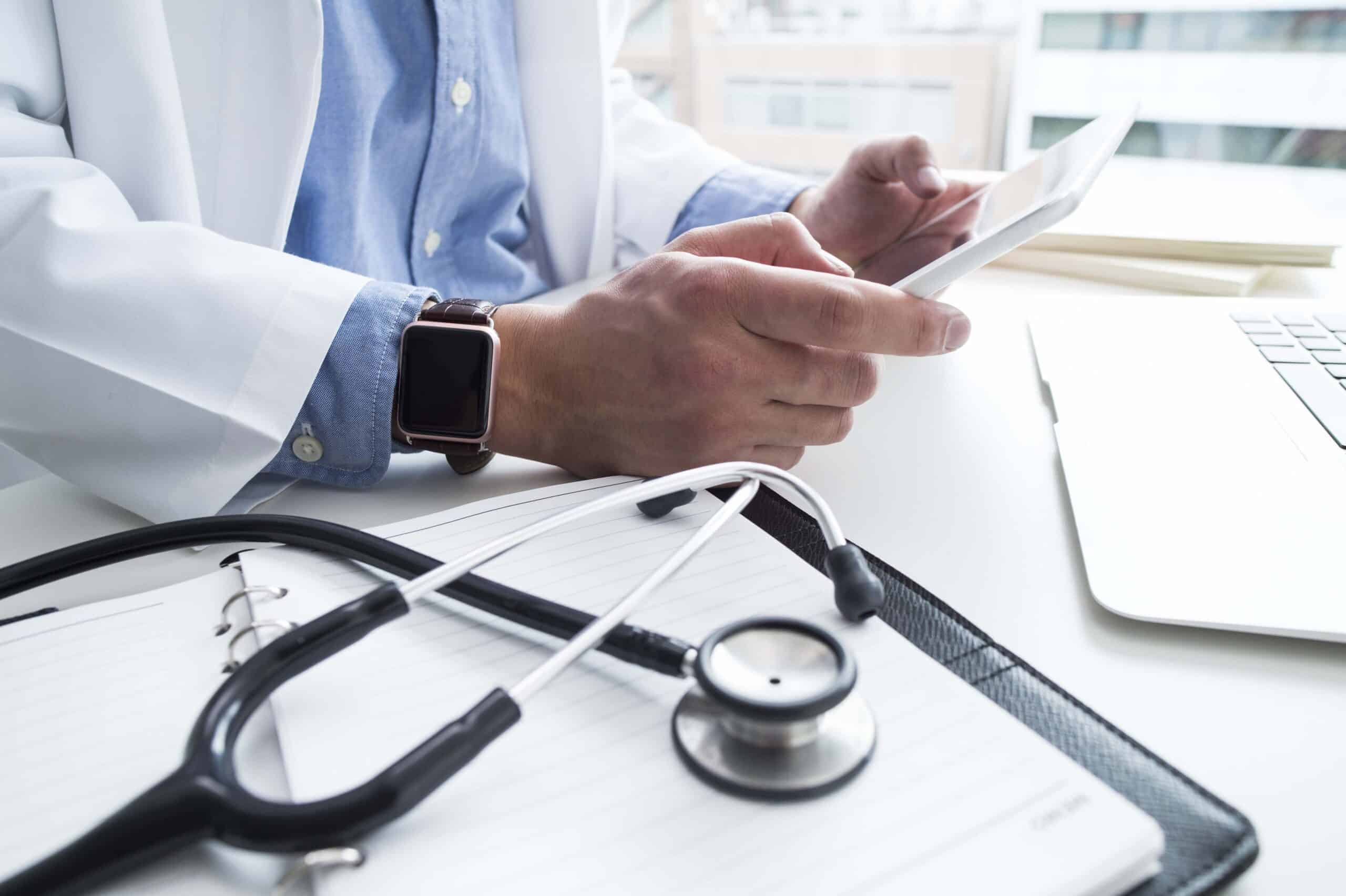 Doctor wearing smartwatch